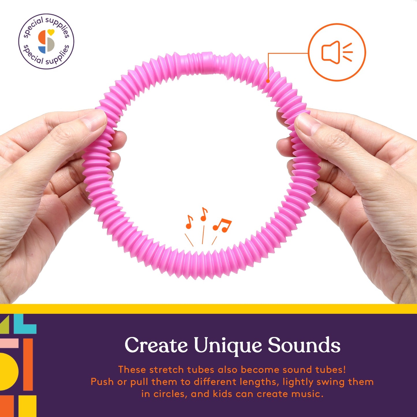 Special Supplies 30-Pack MINI Fun Pull and Pop Tubes Mini for Kids Stretch, Bend, Build, and Connect Toy, Provide Tactile and Auditory Sensory Play, Colorful, Heavy-Duty Plastic