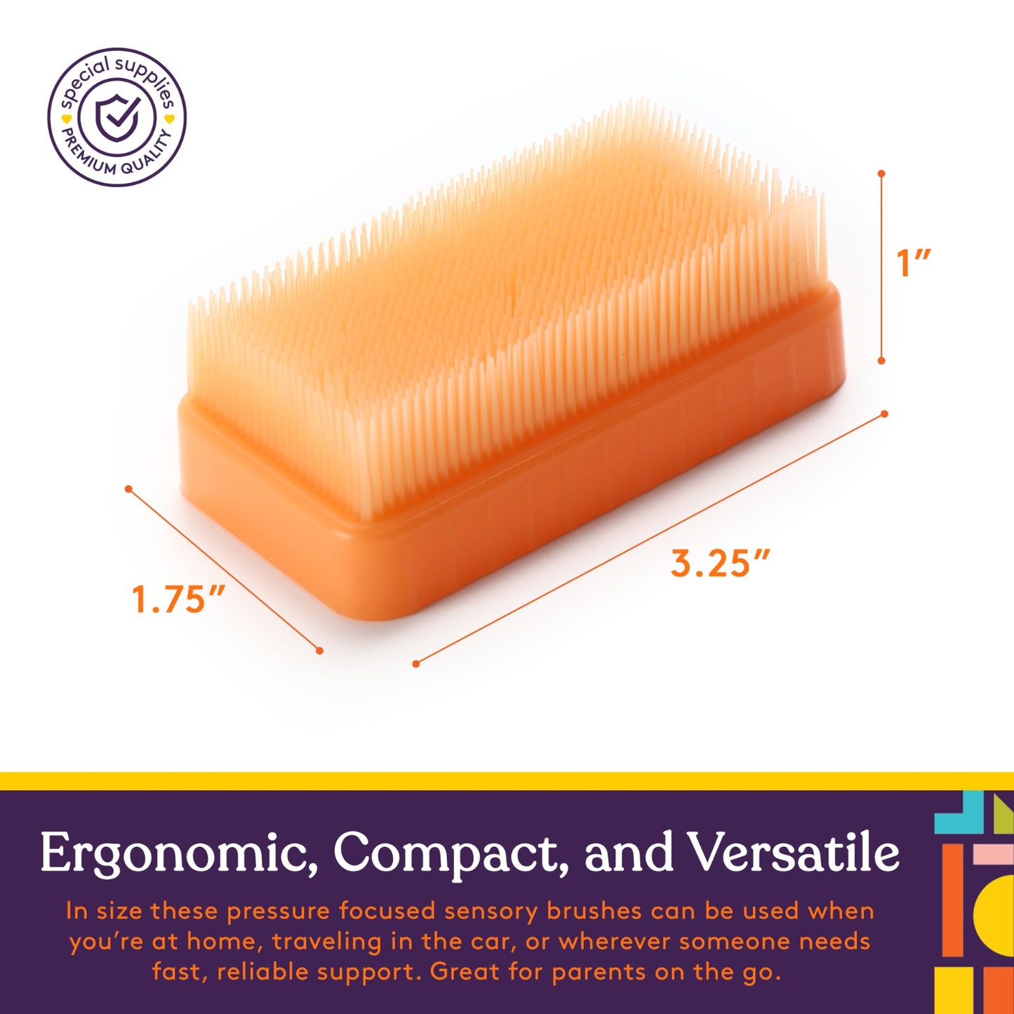 Special Supplies Therapressure Therapy Brush for Occupational and Sensory Brushing - Primary Colors - 8 Pack