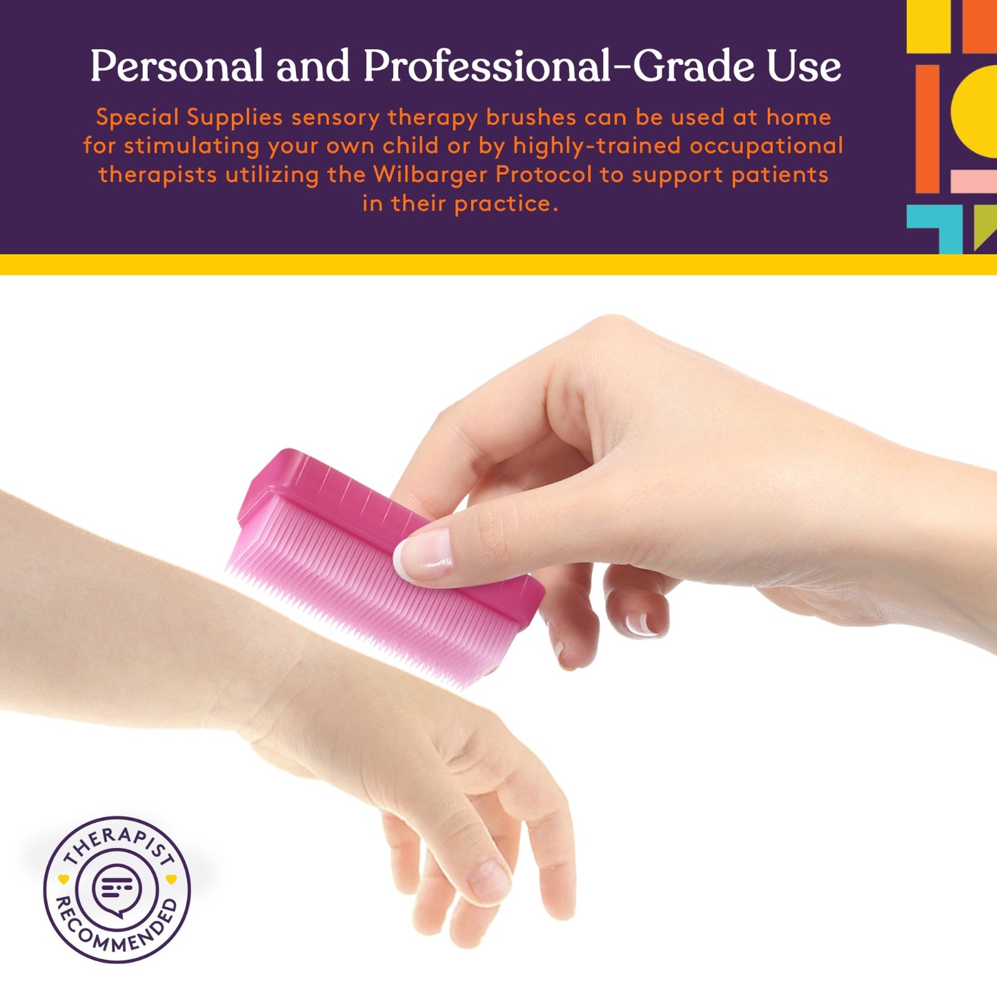 Special Supplies Therapressure Therapy Brush for Occupational and Sensory Brushing - Primary Colors - 8 Pack