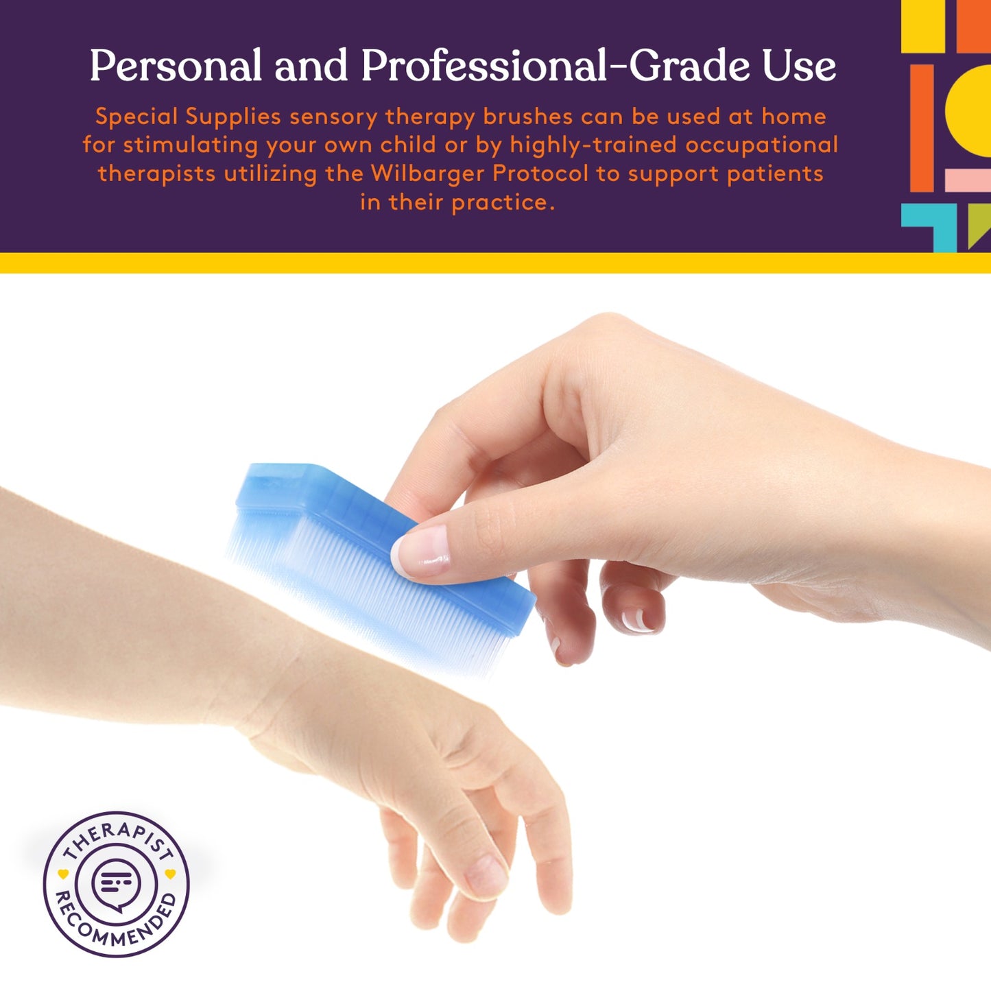 Special Supplies Therapressure Therapy Brush for Occupational and Sensory Brushing - Pastel Colors - 8 Pack
