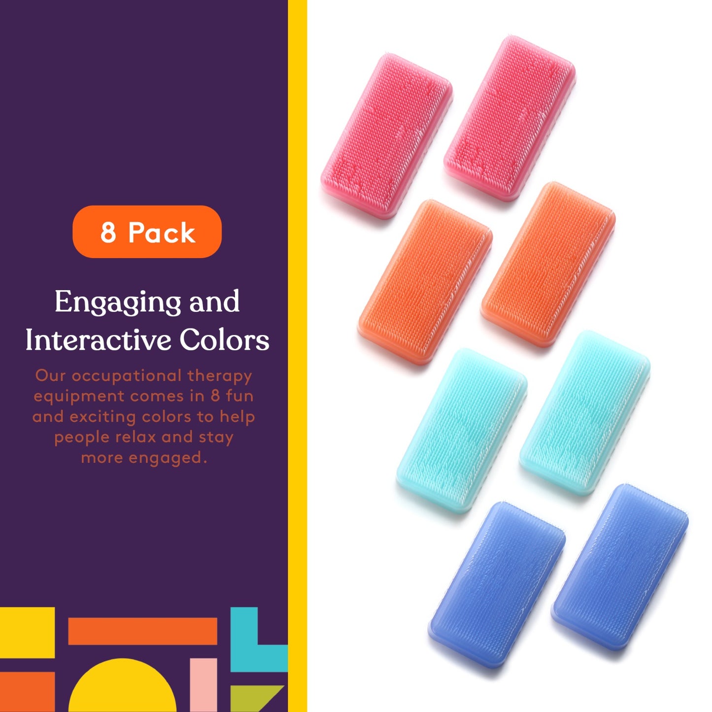 Special Supplies Therapressure Therapy Brush for Occupational and Sensory Brushing - Pastel Colors - 8 Pack