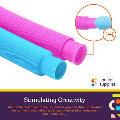 Fun Pull and Pop Tubes for Kids Stretch, Bend, Build, and Connect Toy, Provide Tactile and Auditory Sensory Play, Colorful, Heavy-Duty Plastic by Special Supplies: 8-Pack