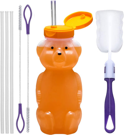 Juice Bear Bottle with Long Straws (8oz)