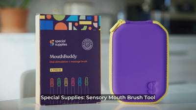 Sensory Mouth Brushes and Oral Stimulation Tools for Kids and Adults, 6 Pack, with Soft Textured Heads, Travel Case Included