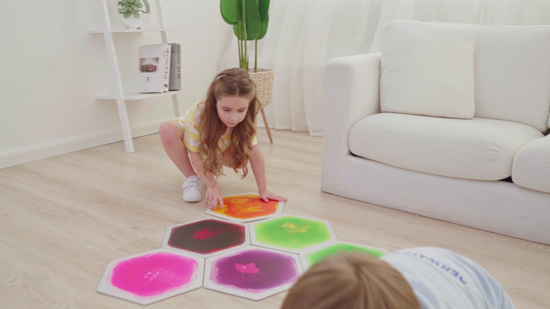 Hexagon Floor Liquid Tiles for Kids, Set of 9