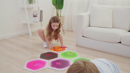 Hexagon Floor Liquid Tiles for Kids, Set of 9