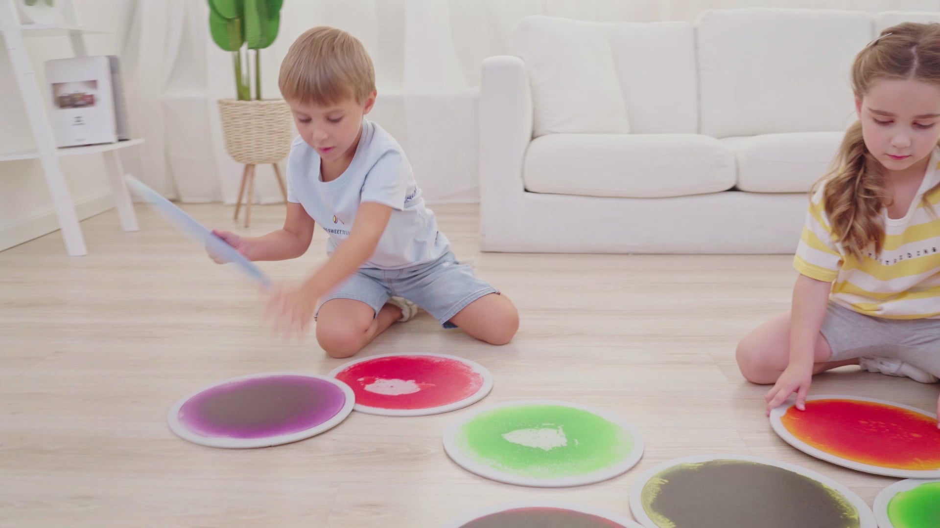 Circle Floor Liquid Tiles for Kids, Set of 9