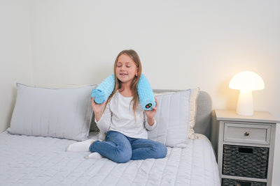Special Supplies Sensory Vibrating Neck Pillow for Kids and Adults Plush Velvet Soft Cover with Textured Therapy Stimulation, Mind and Body Calming Relaxation- Blue