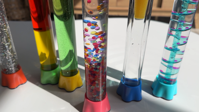 Special Supplies Liquid Motion Bubbler Toy Cool Tubes 6-Pack Colorful Hourglass Timer with Droplet Movement, Bedroom, Sensory Play, Cool Home or School