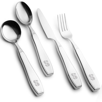 Special Supplies Premium Stainless Steel Weighted Flatware for Parkinson's Patients- Adaptive Silverware for Adults with Hand Tremors-Wide Non-Slip Grip, Easy to Clean -Weighted Silverware For Elderly