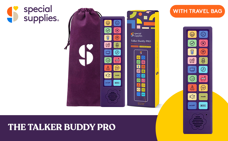 Special Supplies AAC Communication Device for Speech Therapy, Talker Buddy Communication Device for Non Verbal Kids & Adults, Autism Talking Aids for Home or School, Communication Device W/Travel Bag and Recording Option