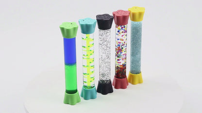 Liquid Motion Bubbler Toy Cool Tubes 5-Pack Colorful Hourglass Timer with Droplet Movement, Bedroom, Sensory Play, Cool Home or School