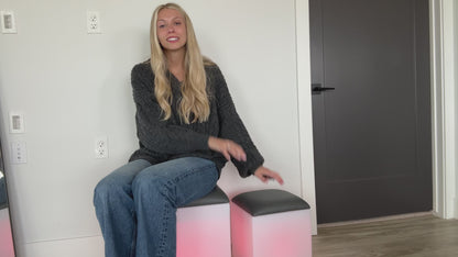 Special Supplies LED Cube Light‑Up Chair/Table Set – Color Changing Glow Cube Furniture, Mood Lighting, RGB LED Seat/Table for Sensory Play, Home and School (16")