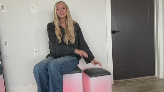 Special Supplies LED Cube Light‑Up Chair/Table Set – Color Changing Glow Cube Furniture, Mood Lighting, RGB LED Seat/Table for Sensory Play, Home and School (16")