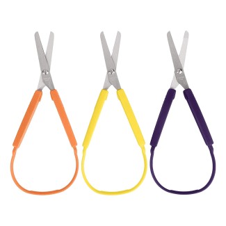 Loop Scissors for Kids (3-Pack) Colorful Looped, Adaptive Design | Right and Lefty Support | Small, Easy-Open Squeeze Handles | Supports Elderly & Special Needs