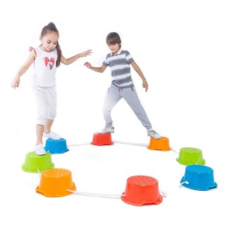 Balance Buckets Stepping Stones for Kids, 8 Pc. Set, Non-Slip Textured Surface and Slip Resistant Floor Rubber Edges
