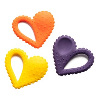Teether-Heart Spoon 3-Pack - Purple, Orange, Yellow
