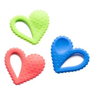 Teether-Heart Spoon 3-Pack- Pink, Blue, Green