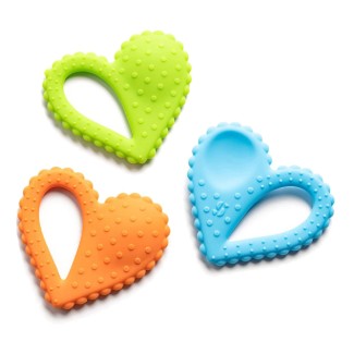 Teether-Heart Spoon 3-Pack - Blue, Orange, Green
