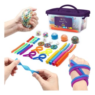 Special Supplies Fidget Toy Pack for Kids, 30 Pc. Set, Interactive Sensory Toys with Squishy Balls, Fun Tubes, Squeeze Pets, and Animal Stretchy Strings for Fidgeting, ADHD, and Autism