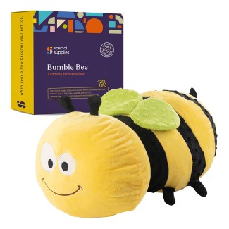 Special Supplies Bumble Bee Sensory Vibrating Pillow, Pressure Activated for Kids and Adults, Plush Minky Soft with Textured Therapy Stimulation Bumps