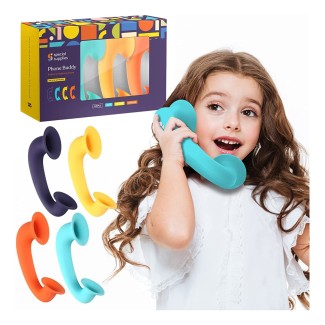 Phone Buddy Auditory Feedback Reading Phones for Classroom, Home PVC Phone Speech Therapy Communication Device for Kids and Adults, Accelerate Reading Fluency W/ 4 Pack Phonic Phones