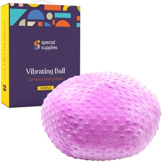 Vibrating Ball Pillow Sensory Pressure Activated for Kids and Adults, Plush Minky Soft Cover with Textured Therapy Stimulation Bumps, Purple