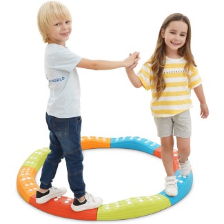 Colored Wavy Circle Balance Beams Stepping Stones for Kids, 8 Pc. Set