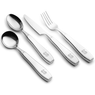 Adaptive Utensils - WEIGHTED 7 oz. Arthritis Aid Silverware - Easy Grip for Shaking, Elderly & Trembling Hands - Stainless Steel Spoons, Fork & Knife