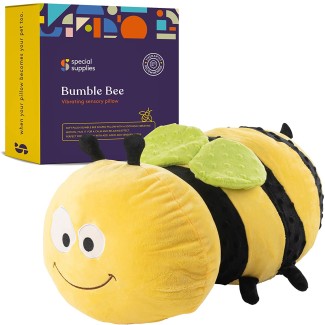 Special Supplies Bumble Bee Sensory Vibrating Pillow, Pressure Activated for Kids and Adults, Plush Minky Soft with Textured Therapy Stimulation Bumps