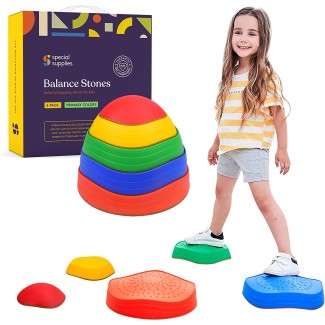 Stackable Stepping Balance Stones for Kids, Indoor and Outdoor, Non-Slip Edging, Set of 5