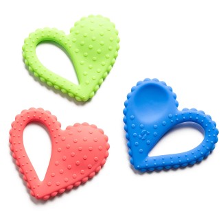 Teether-Heart Spoon 3-Pack- Pink, Blue, Green