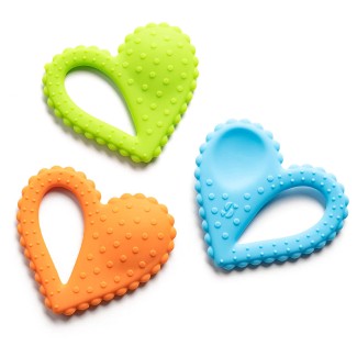 Teether-Heart Spoon 3-Pack - Blue, Orange, Green