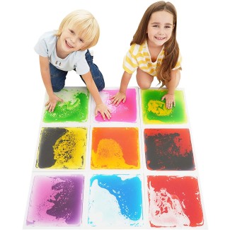 Square Floor Liquid Tiles for Kids, Set of 9
