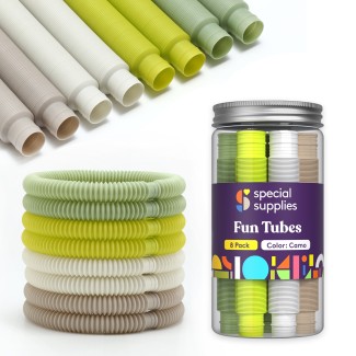 Special Supplies 8-Pack Fun Pull and Pop Tubes for Kids Stretch, Bend, Build, and Connect Toy, Provide Tactile and Auditory Sensory Play, Colorful, Heavy-Duty Plastic (Camo)