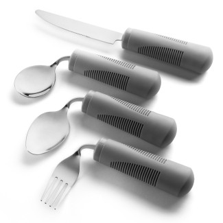 Adaptive Utensils - Weighted and Bendable 6 oz. Arthritis Aid Silverware - Easy Grip for Shaking, Elderly & Trembling Hands - Stainless Steel Spoons, Fork & Knife
