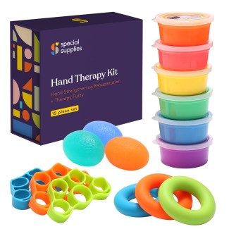 Physical Therapy Putty Kit, Finger Exercisers, and Hand Strengtheners, 15 Pc. Set, Improve Grip Strength, Dexterity, and Mobility, Supports Injury Recovery And Stress Relief, For Kids and Adults