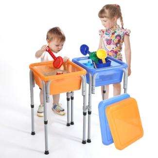 Sensory Activity Table for Kids and Toddlers with 2 Plastic Buckets and 7 Beach Toys