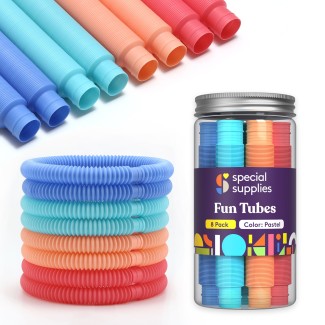 Special Supplies 8-Pack Fun Pull and Pop Tubes for Kids Stretch, Bend, Build, and Connect Toy, Provide Tactile and Auditory Sensory Play, Colorful, Heavy-Duty Plastic (Pastel)