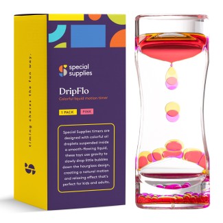 Special Supplies Liquid Motion Bubbler Toy (1-Pack) Colorful Hourglass Timer with Droplet Movement, Bedroom, Kitchen, Bathroom Sensory Play, Cool Home or Desk Decor (Pink)