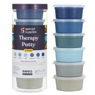 Therapy Putty for Kids and Adults - Resistive Hand Exercise Stress Relief Therapy Putty Kit, Set of 6 Strengths, 3 Ounces of Each Putty - Ocean Colors