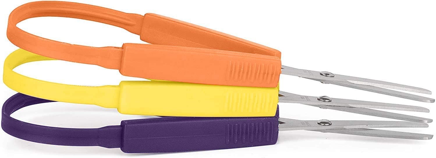 3 Pieces Colorful Loop Scissorsrandom Color, Safety Self-opening Scissors,  Easy Grip Kids Scissors For Special Needs Safety Round Tip Handles
