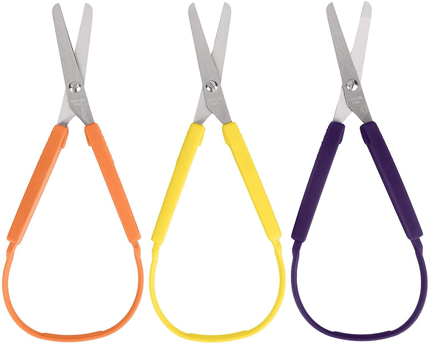 Loop Scissors for Kids (3-Pack) Colorful Looped, Adaptive Design