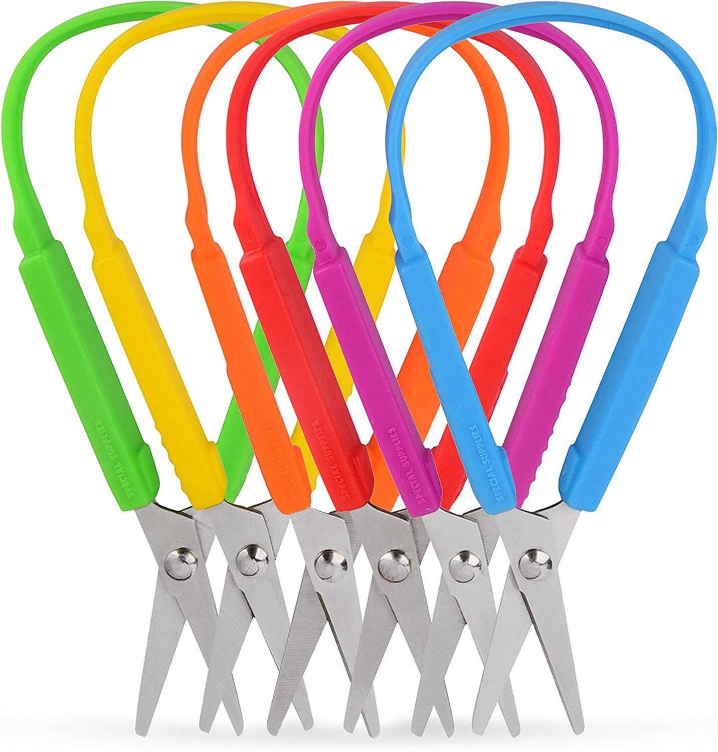 Loop Scissors For Kid, Colorful Looped Scissor, Colorful Self-opening  Adaptive Cutting Scissors
