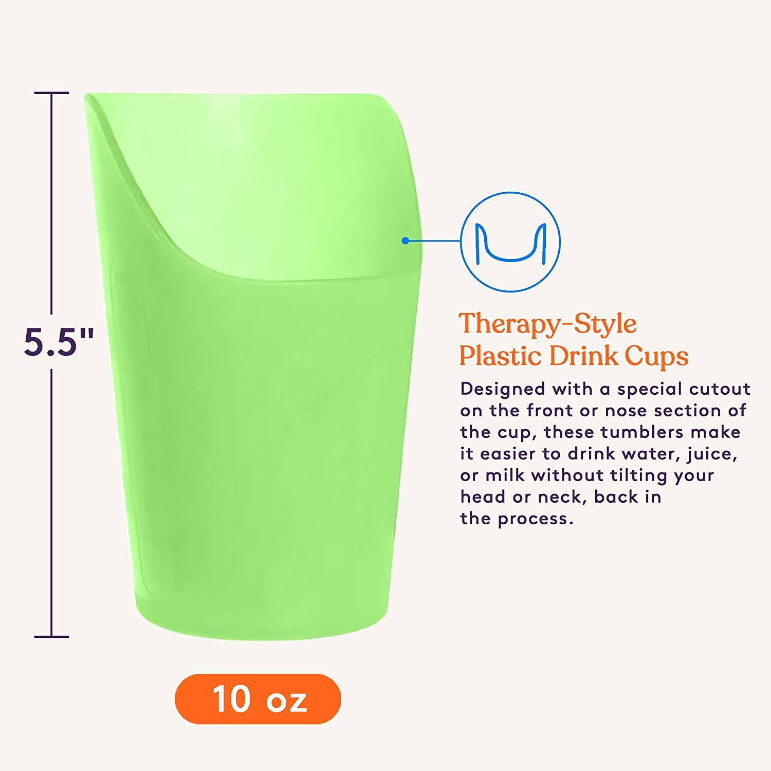 Pack of 10 Large Flexible Drinking Cups with Nose Mold Cutout