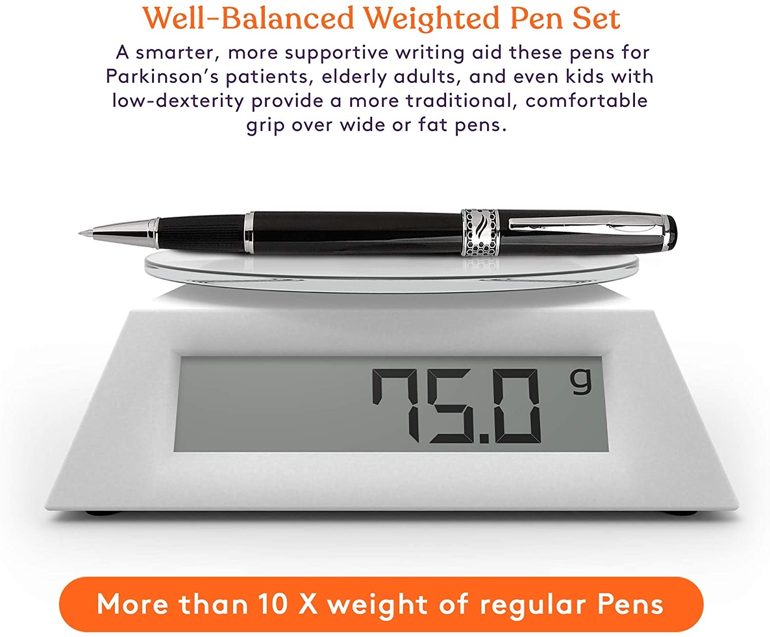  HEAVIER Weighted Pens for Hand Tremors, Parkinsons Patients,  Arthritis Hand, Carpal Tunnel Syndrome & Low Grip Strength - Big Fat Pens  to Help Elderly - Weighted Wide Grip Pens (2