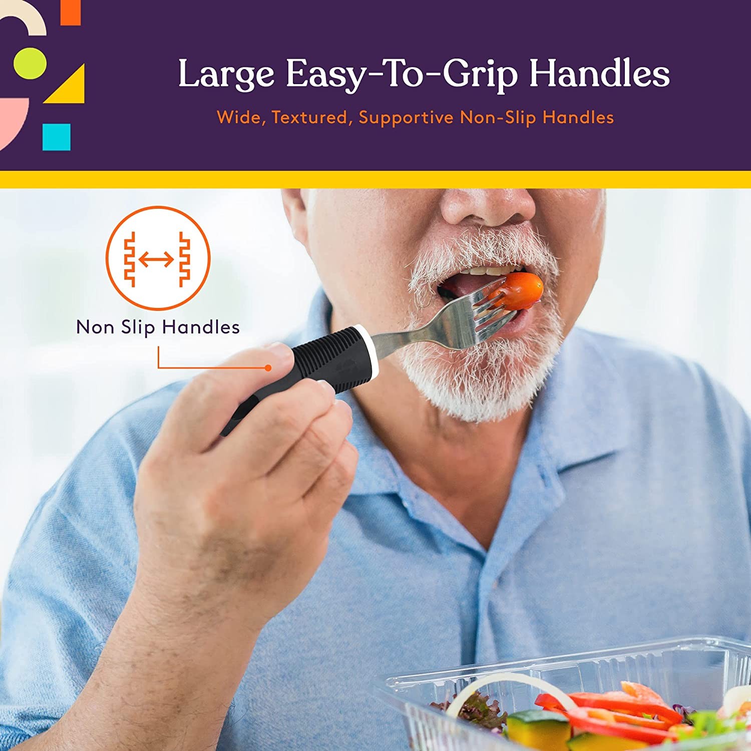 Cutlery Set Easy Grip Parkinsons Disease Ideal Eating Aid for The Disabled Tremors and Weakened Grasp 4 Piece Elderly Visually Impaired & Sufferers of Arthritis Chunky Handles 