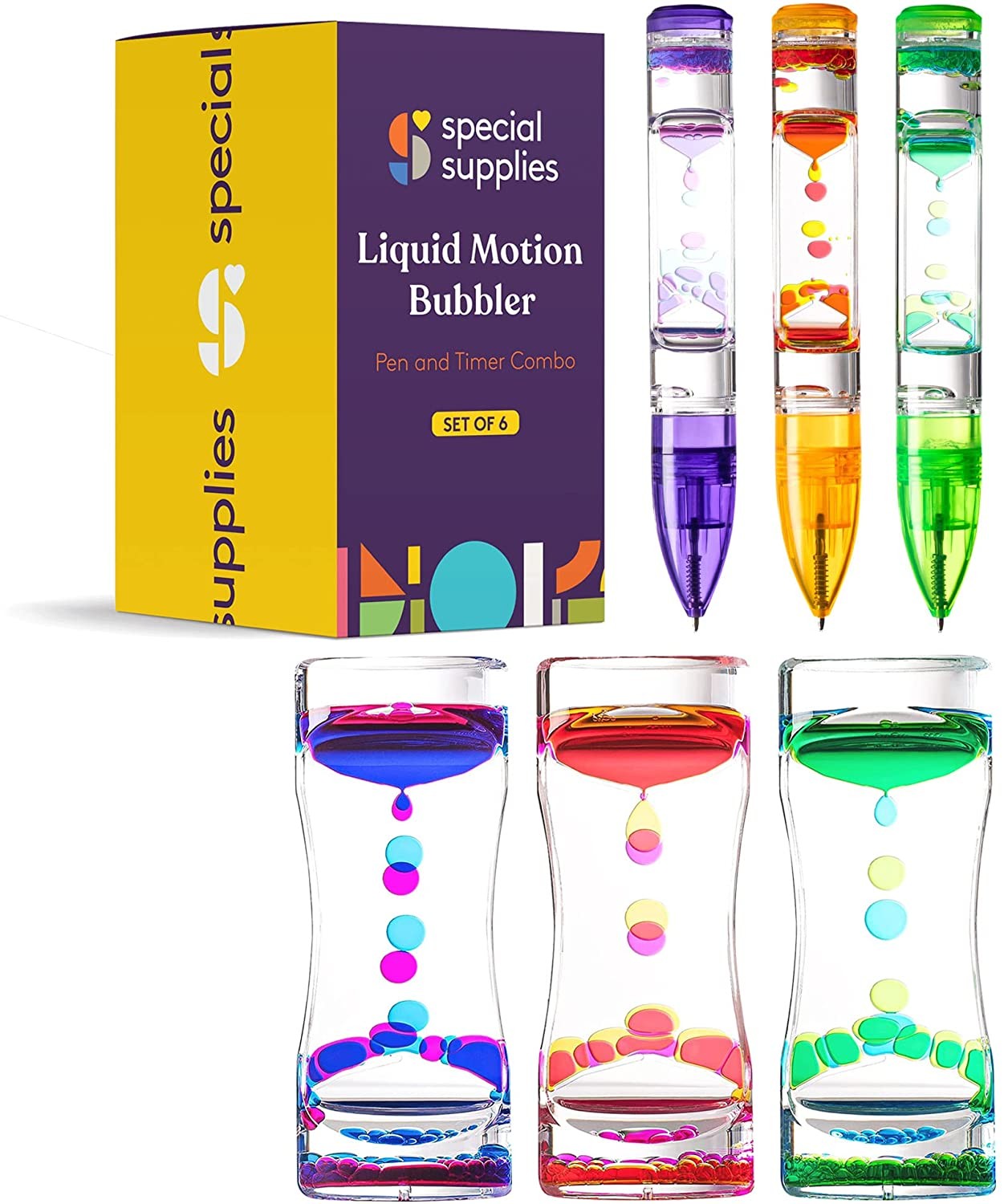 Fidget Pen Liquid Motion Bubbler Pens Liquid Timer Pens for Kids