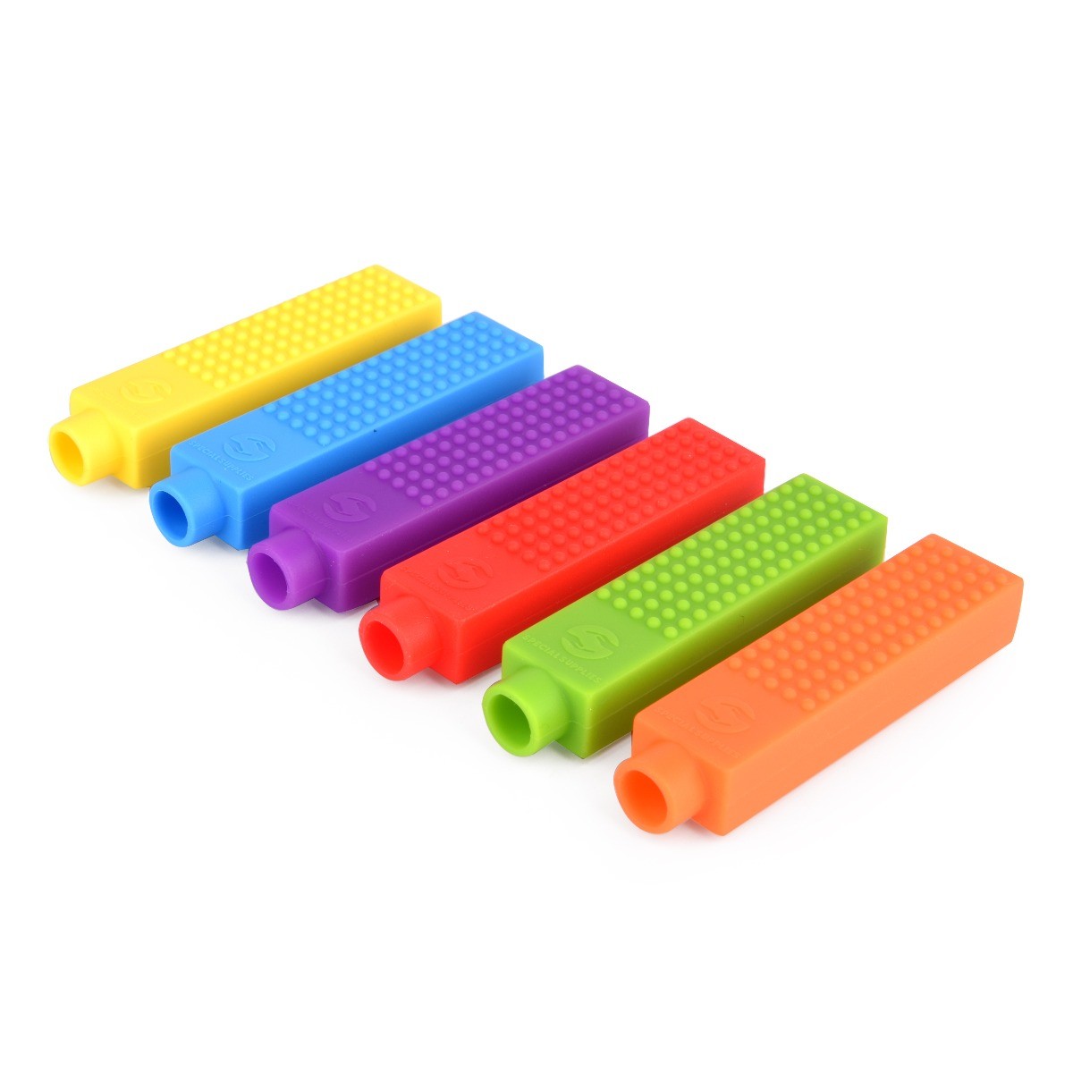 Oral Motor Needs Red, Blue, Green 6 Pieces Sensory Chew Pencil Toppers Set Chewable Pencil Toppers Autism Chew Toys for Sensory Kids Boys and Girls 