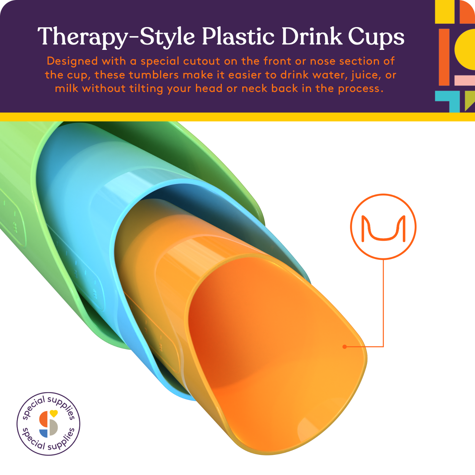 Special Supplies Combo Pack of 9 Flexible Drinking Cups with Nose Mold  Cutout, 9 Pc. Set for Physica…See more Special Supplies Combo Pack of 9